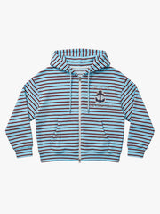 Anchor Appliqué Striped Terry Zip Hoodie