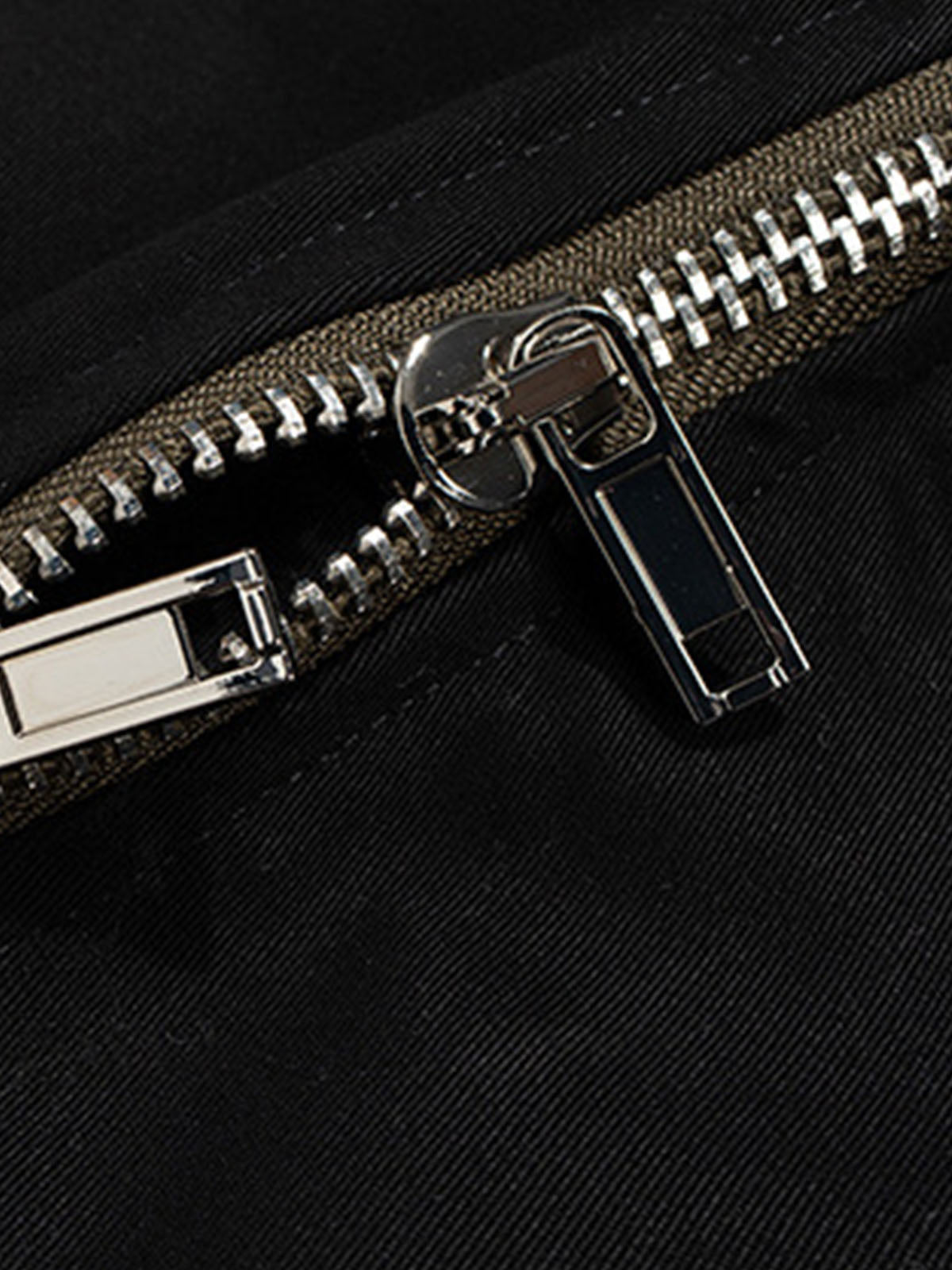 Black Nylon Cargo Pants – Wide-Leg Relaxed Fit with Zippered Pockets