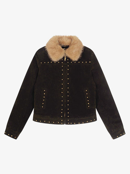 Stylish Faux Fur Collar Jacket for Men and Women - Trendy Design with High-Quality Details 