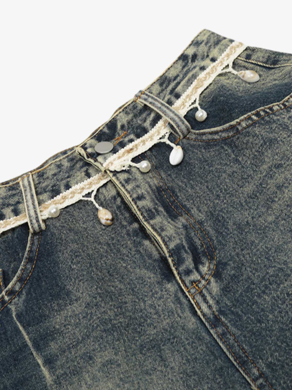 Vintage Washed Ripped Scimitar Jeans 