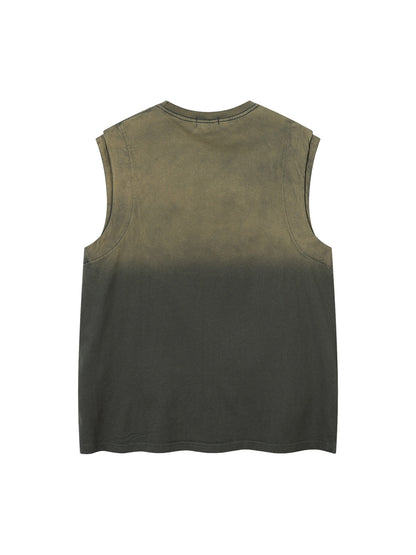 Thesupermade Washed Heavy-duty Letter Embroidered Waistcoat 