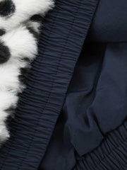 Reversible Spotted Leopard Stand-Collar Fleece Coat