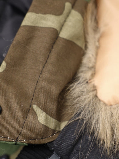 Winter Bomber Jacket with Faux Fur Hood Trim and Embroidered Logo 