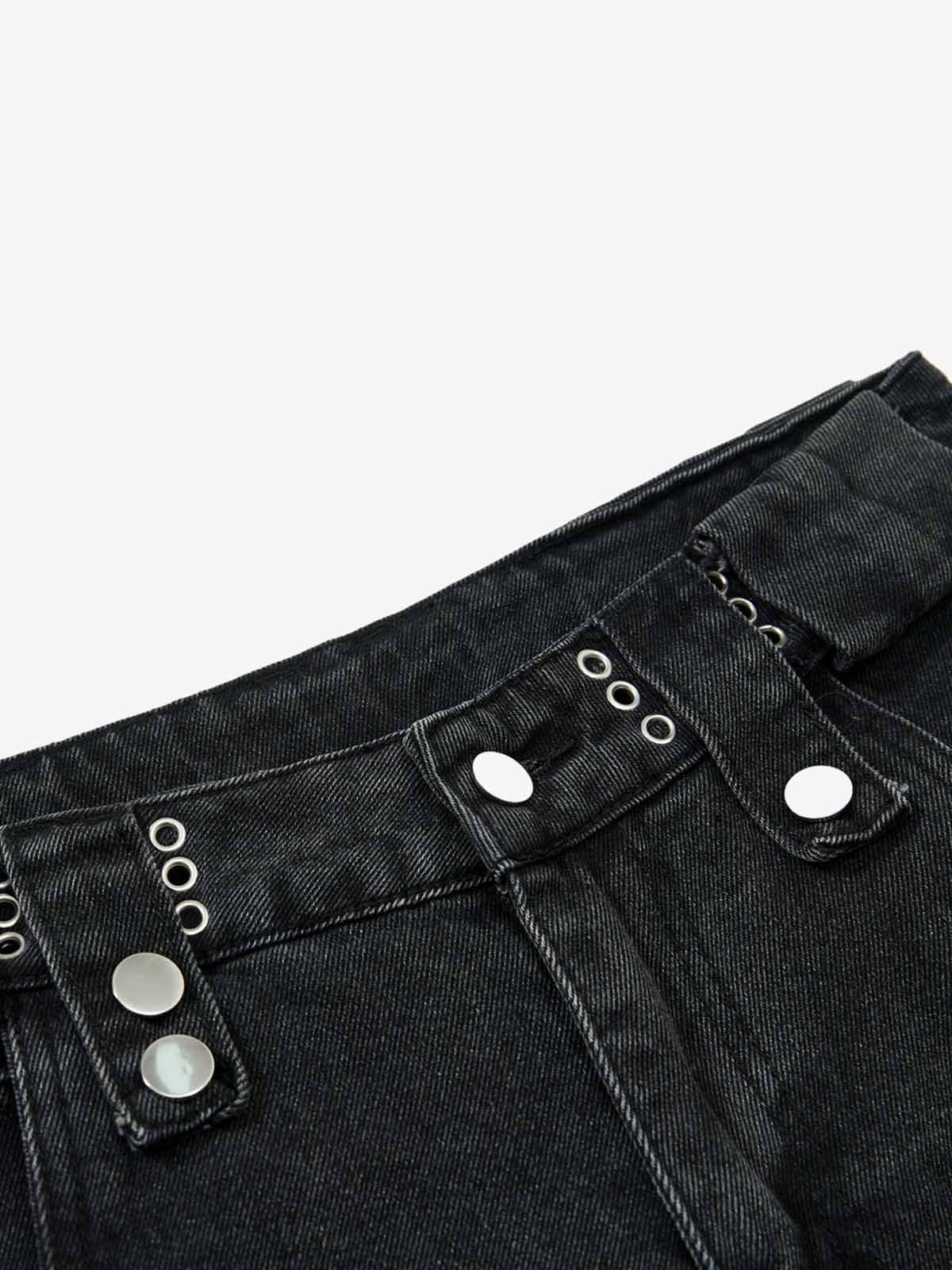 Punk Rivet Multi-Zip Metal Baggy Jeans 