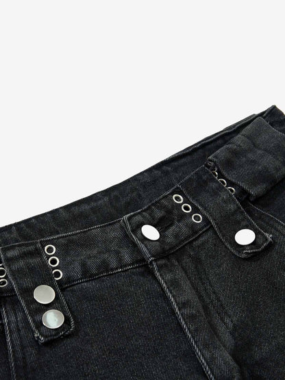 Punk Rivet Multi-Zip Metal Baggy Jeans 