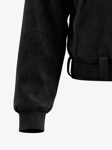 Belt Detail Suede Hoodie