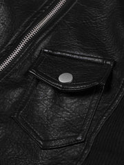 Asymmetrical Zip Faux Leather Slim Fit Jacket