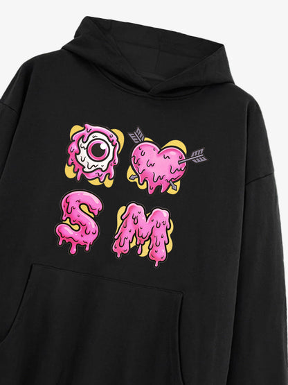 Dripping Heart & Eye Graphic Hoodie for Trendy Looks 