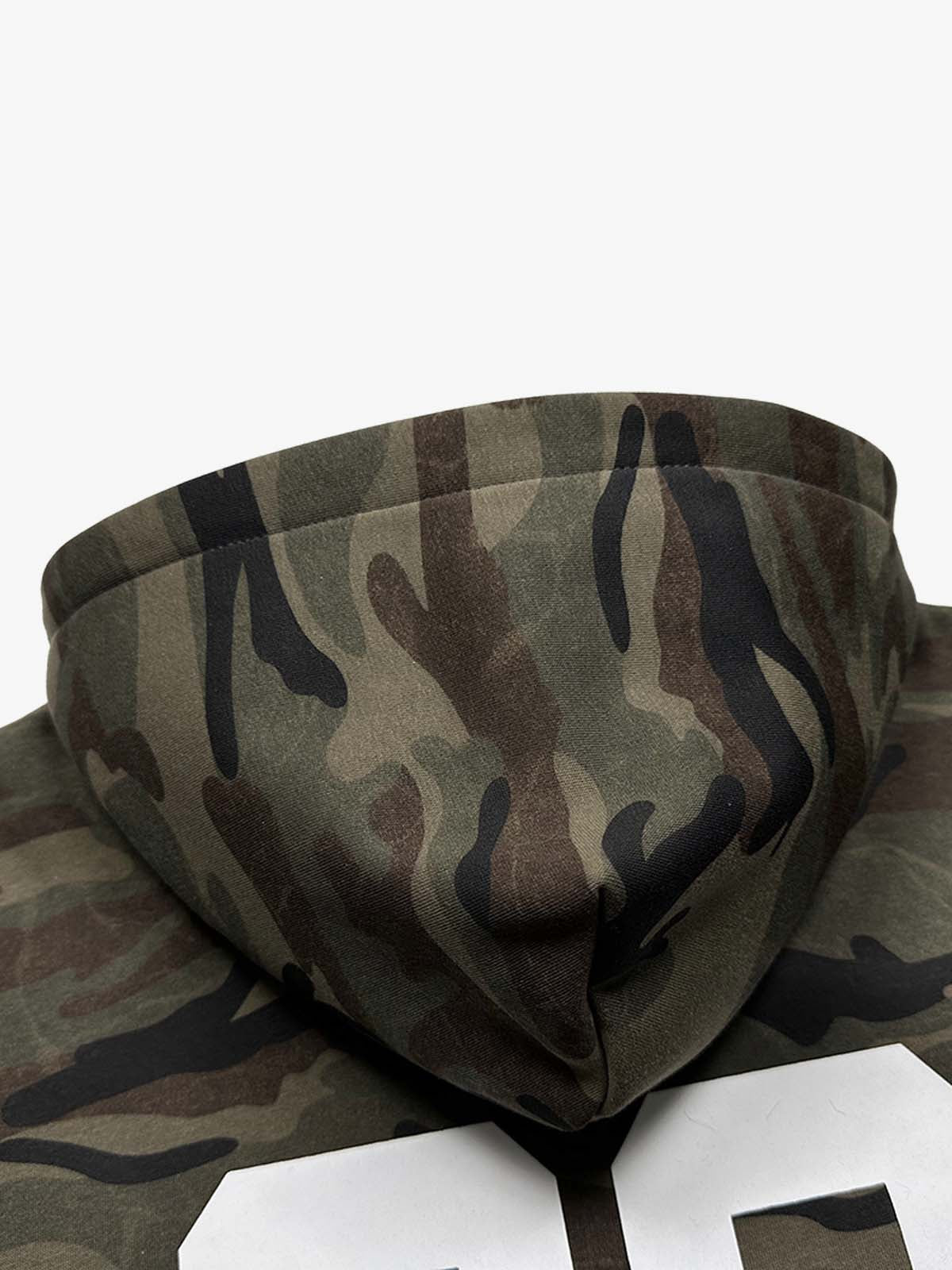 Camouflage Print Boxy Zip-Up Hoodie