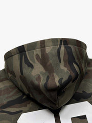 Camouflage Print Boxy Zip-Up Hoodie