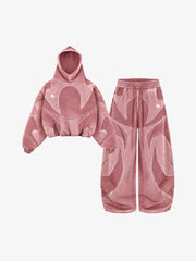 Washed Panel Detail Boxy Hoodie & Wide-Leg Sweatpants Set