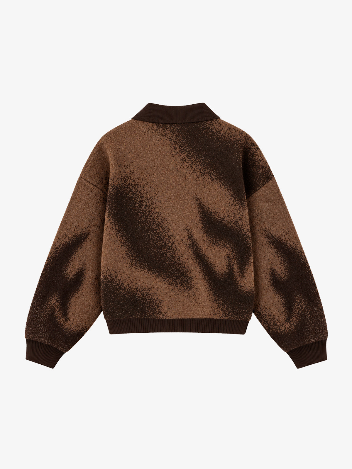 Abstract Spray Graphic Jacquard Knit Polo Sweater