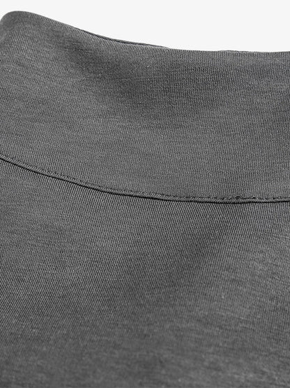 Performance Stretch Knit Long Sleeve T-Shirt with Mock Neck and Contrast Sleeves 