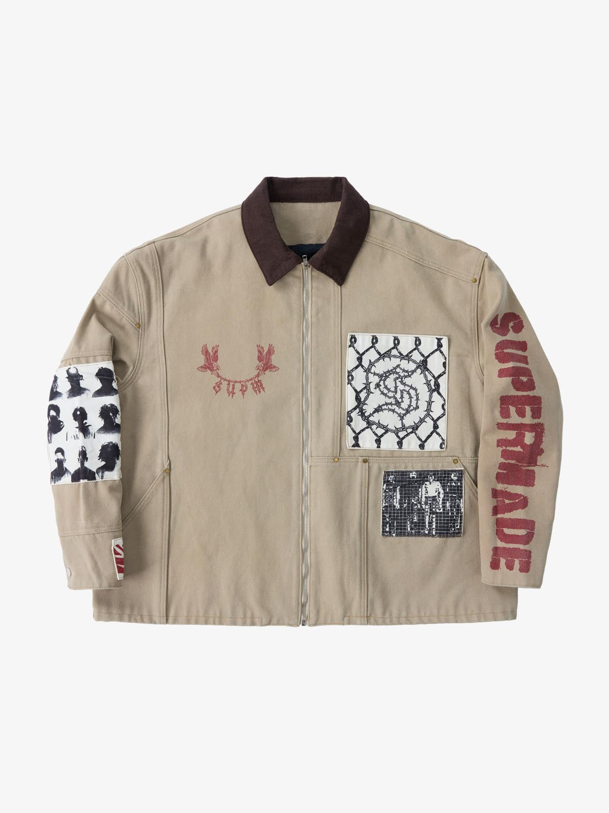 Supermade Multi-Element Appliqué Patchwork Denim Suit 