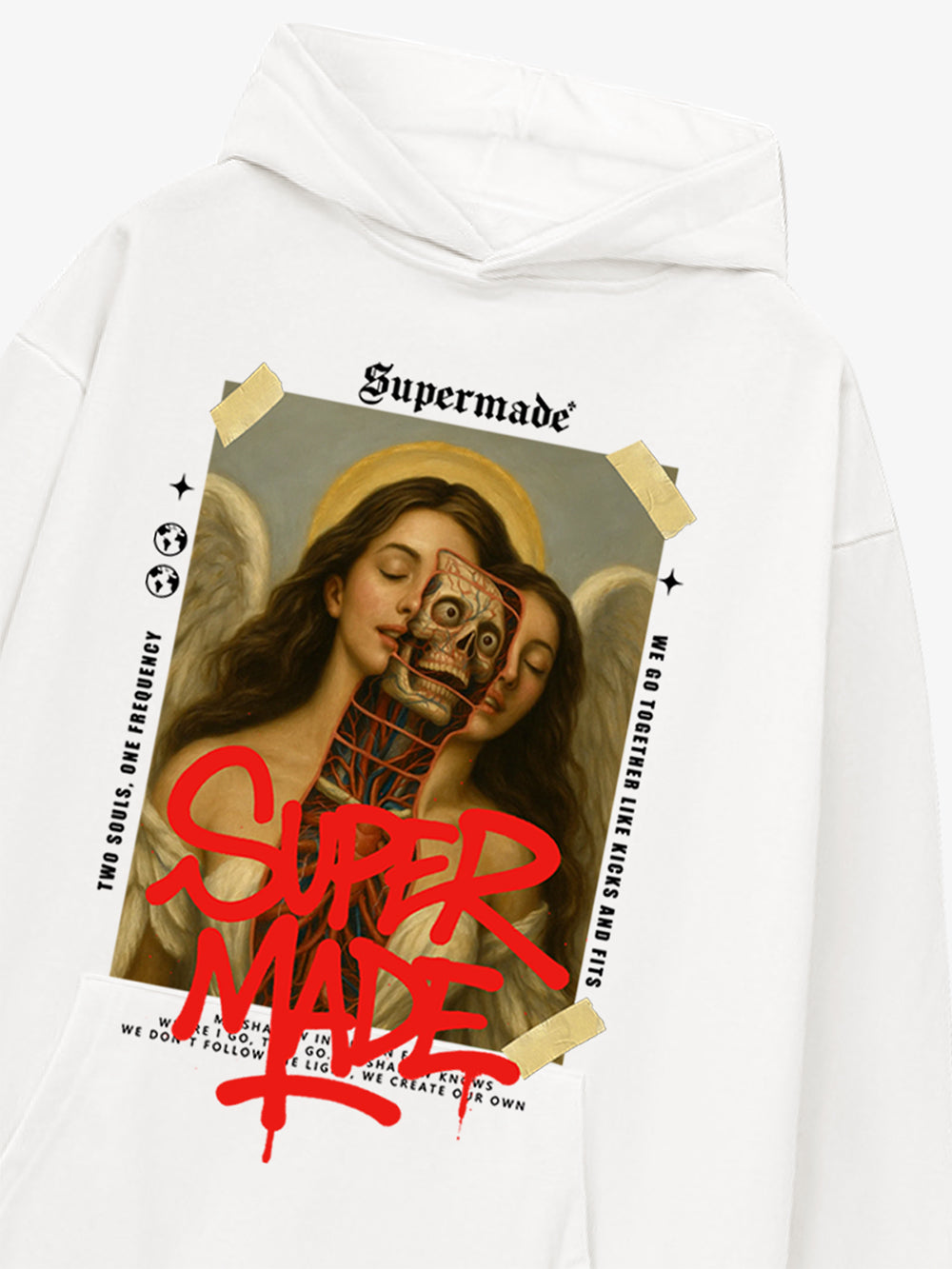Skull And Angel Pattern Hooded Sweatshirt 