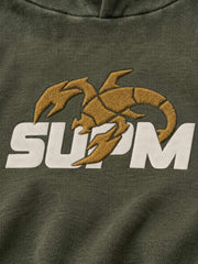 Letter Print Scorpion Terry Embroidered Hoodie & Sweatpants Set