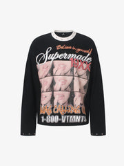 Studded Mouth Graphic Waffle Long Sleeve Tee