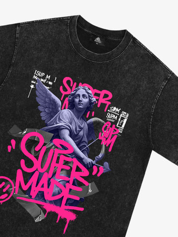 Street Pink Lucky Angel Graphic Design T-Shirt 