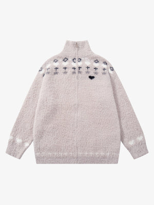 Cozy Pink Patterned Sweater for Women - Perfect for Casual and Festive Occasions 