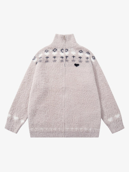 Cozy Pink Patterned Sweater for Women - Perfect for Casual and Festive Occasions 