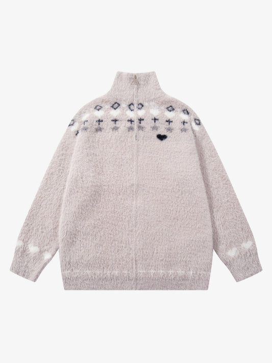 Cozy Pink Patterned Sweater for Women - Perfect for Casual and Festive Occasions 