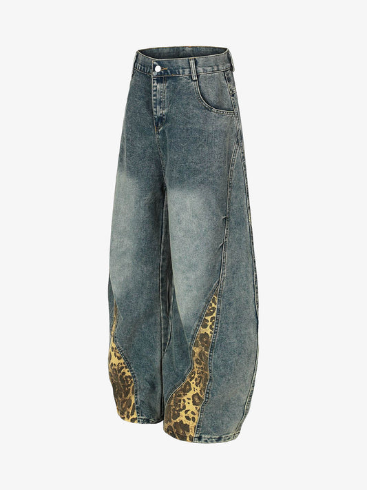 Stylish Leopard-Print Panel Wide-Leg Pants for Women - Trendy and Versatile Design 