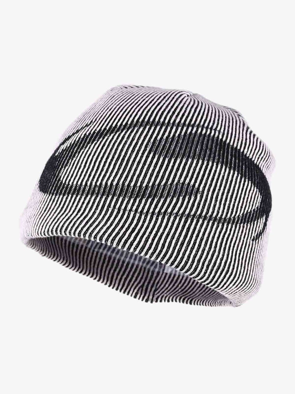 Retro High-Street Striped Graphic Knit Beanie 