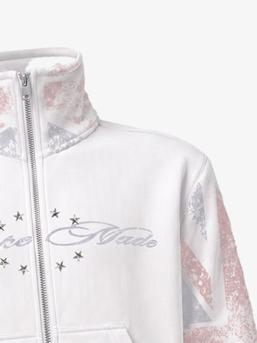 Flag Print Star Rivet Jacket