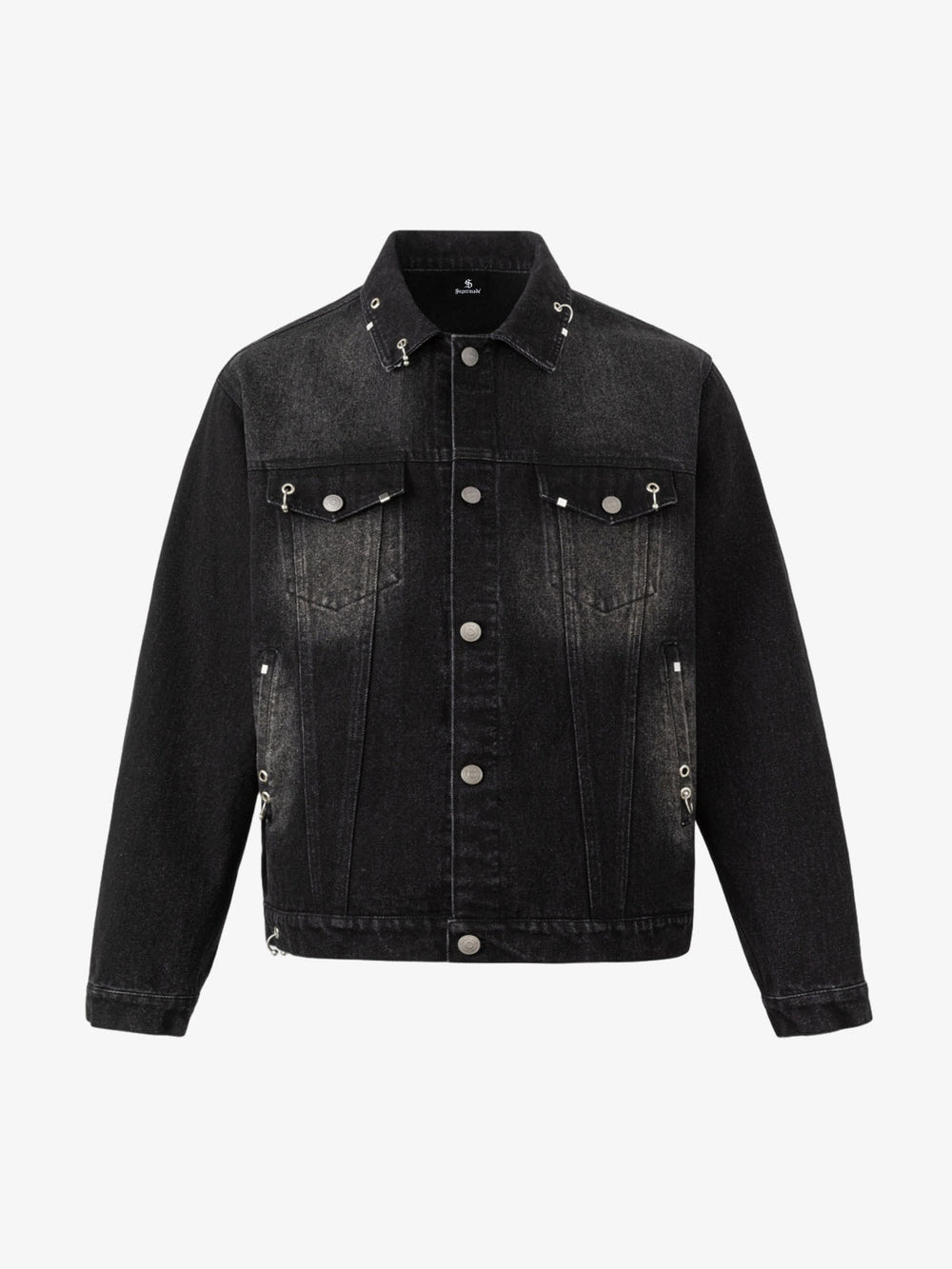 Gradient Washed Distressed Denim Jacket
