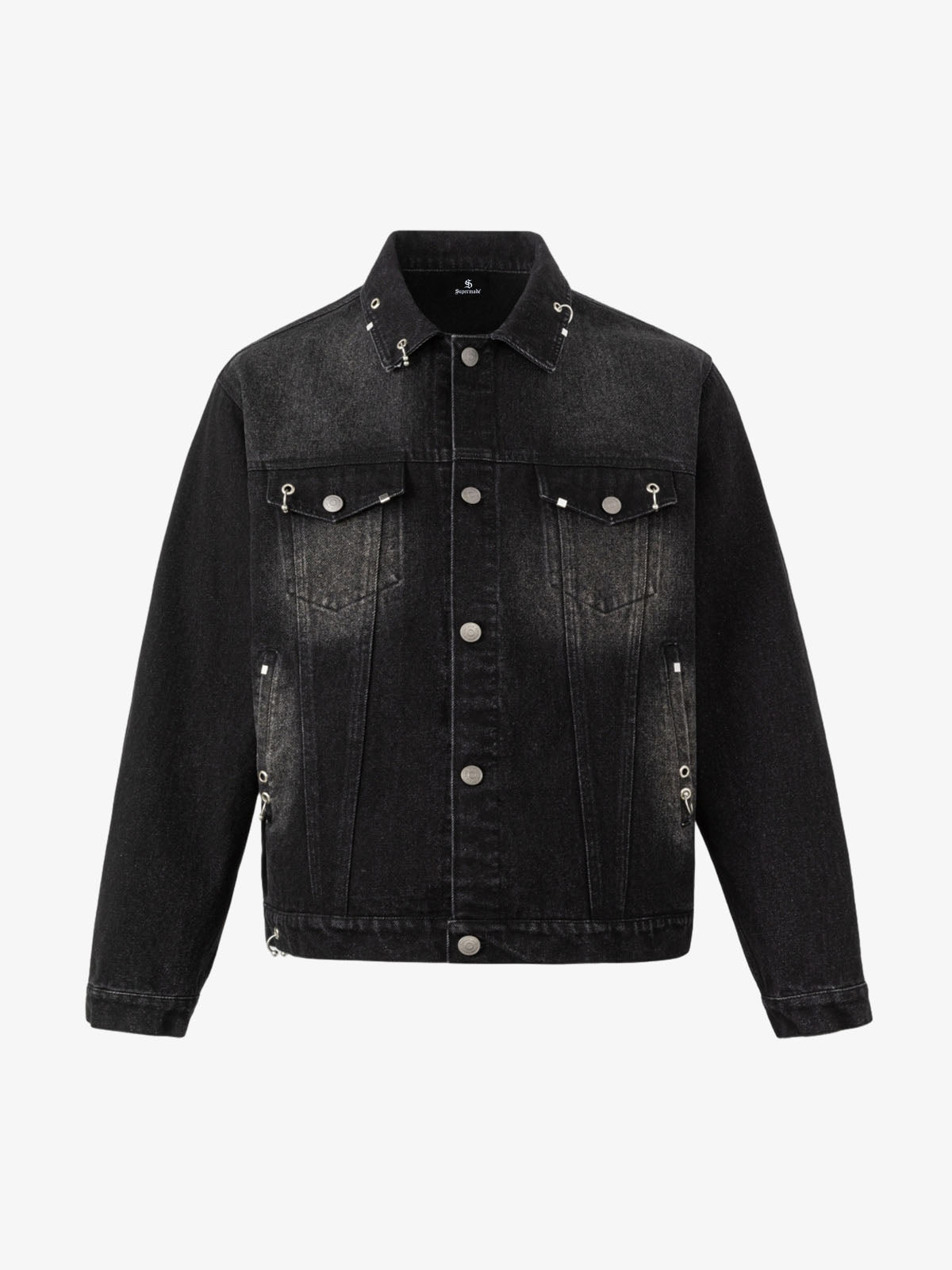 Gradient Washed Distressed Denim Jacket