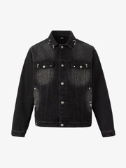 Gradient Washed Distressed Denim Jacket