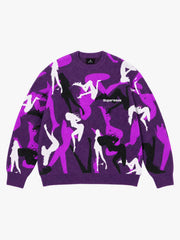 Abstract Camo Graphic Cropped Boxy Knit Sweater