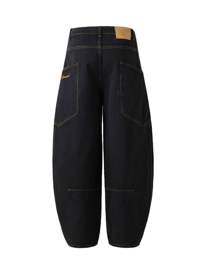 Embroidered Barrel Leg Jeans 