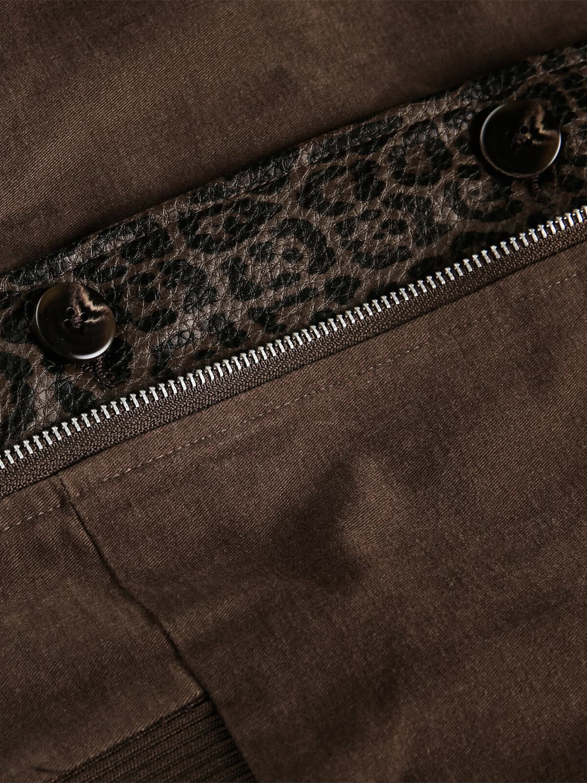 Retro Leopard PU Patchwork Faux Layered Jacket 