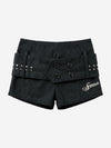 Cord-Shorts mit Nieten und doppelter Knopfleiste