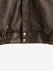 Faux-Shearling Collar Buckle Aviator Jacket