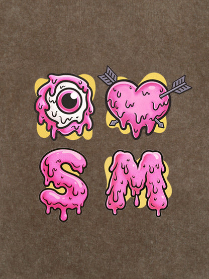 Thesupermade eyeball and love graffiti declaration T-shirt 