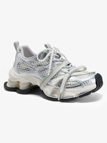 Metallic Mesh Chunky Spring-Loaded Sneakers