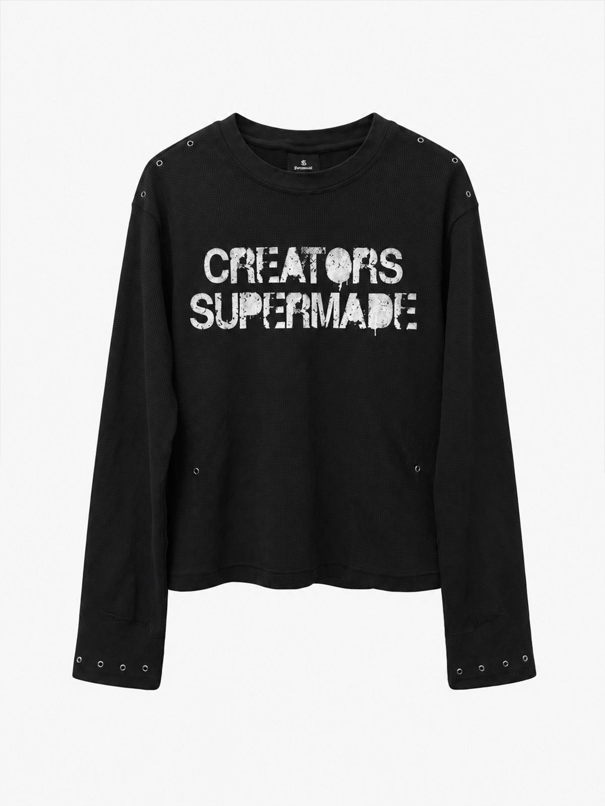 Waffelstrick-T-Shirt mit Metalldetails