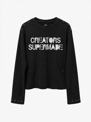 Waffelstrick-T-Shirt mit Metalldetails