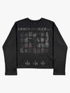 Anti-War Graphic Beaded Waffle Long Sleeve Tee