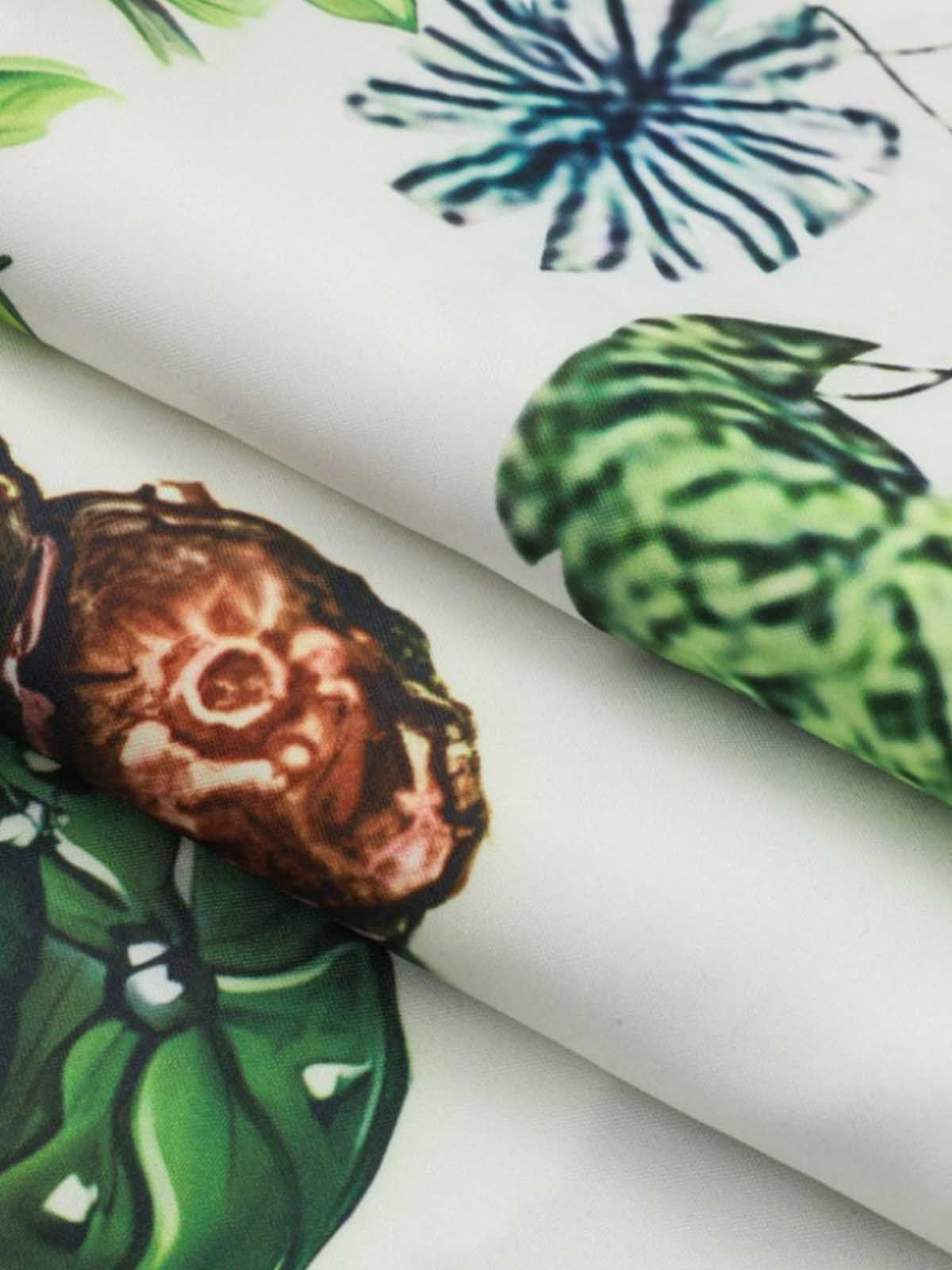 Vintage Succulent Botanical Print Camp Collar Boxy Shirt 