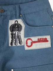 Supermade Multi-Element Appliqué Patchwork Denim Suit - 2593 