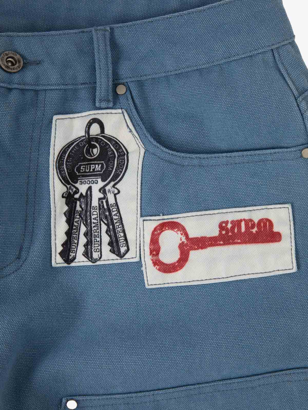 Supermade Multi-Element Appliqué Patchwork Denim Suit 