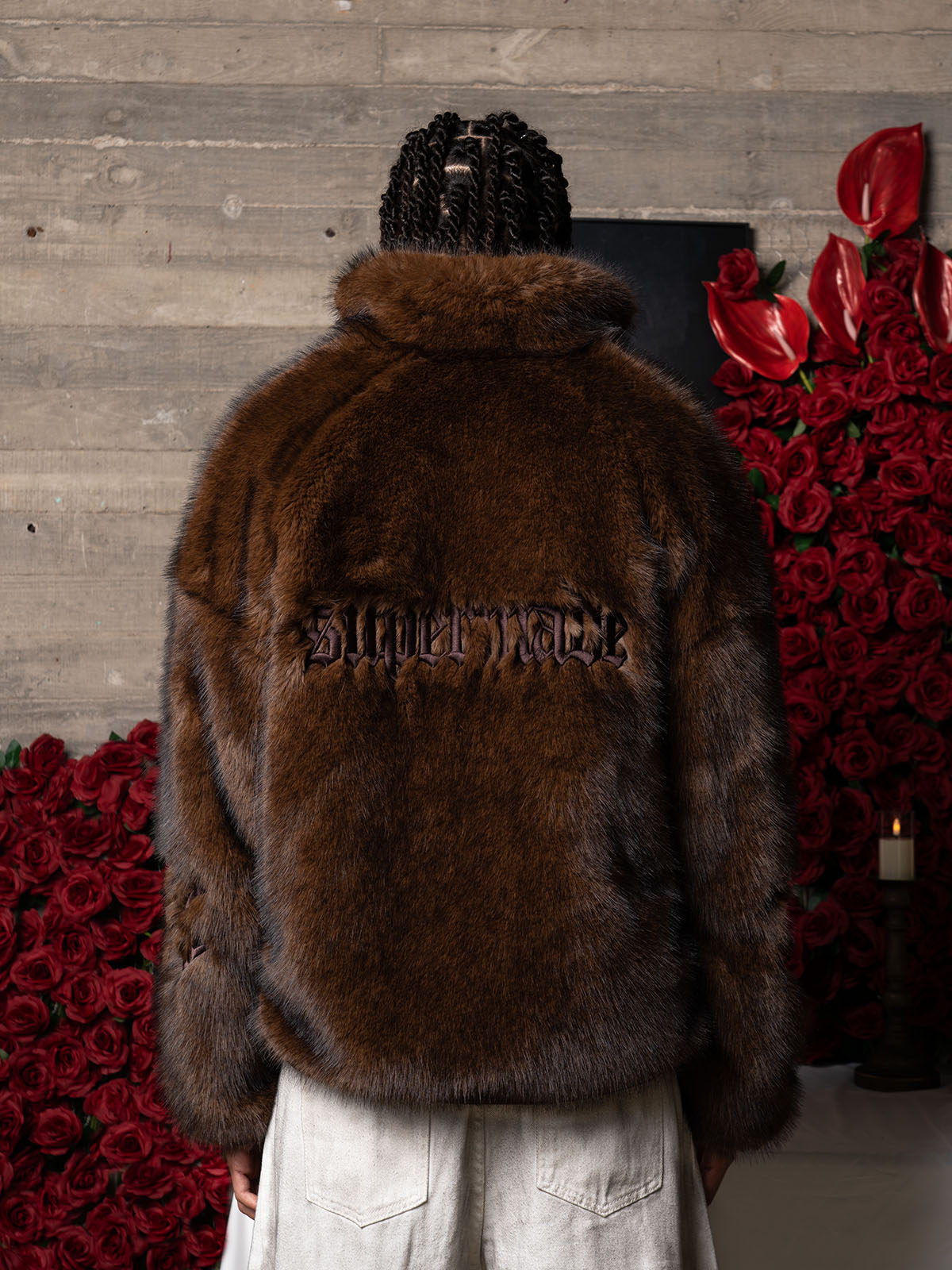 Supermade Embroidered Luxury Faux Fur Jacket 
