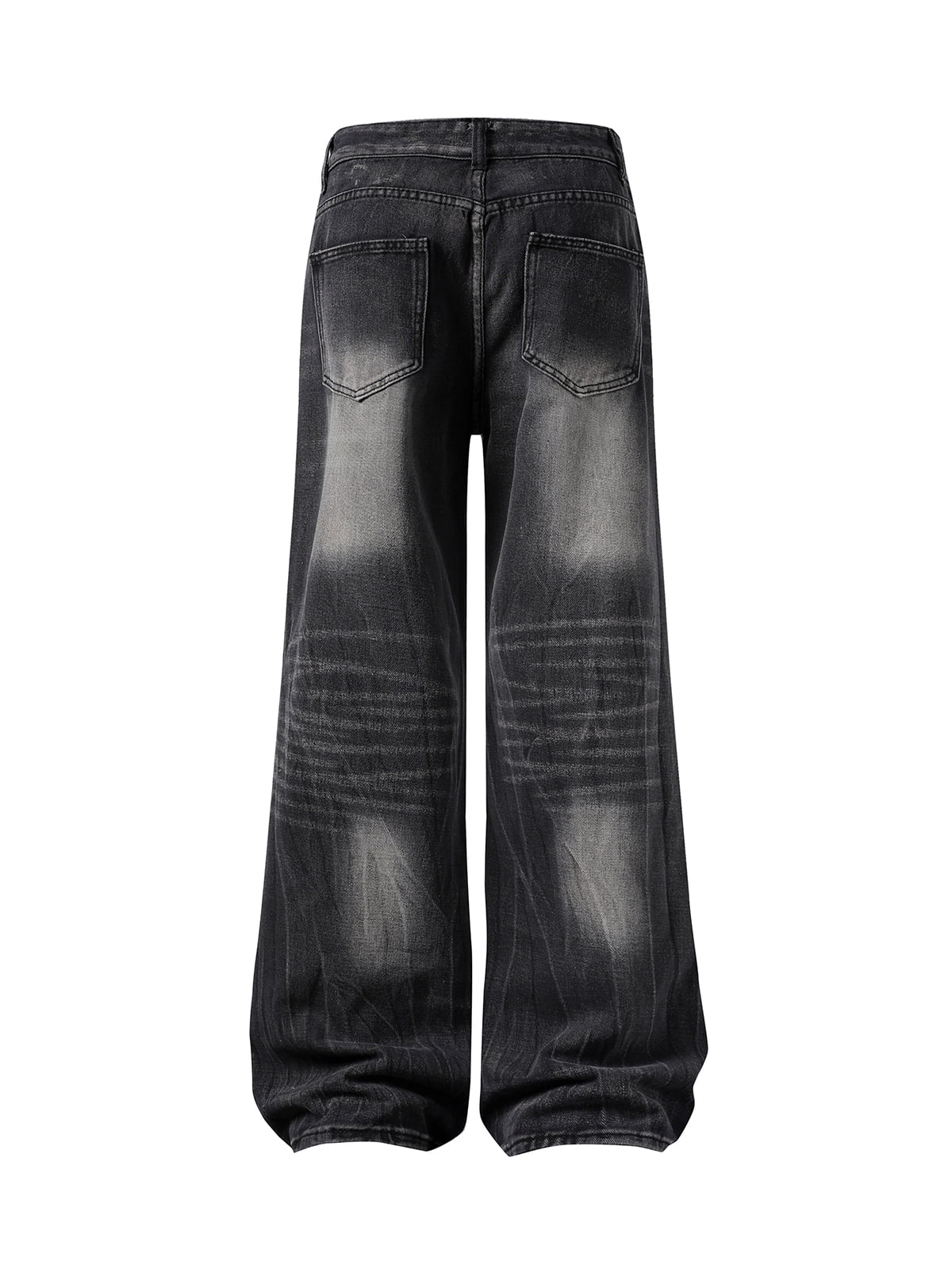 Washed Distressed Straight Jeans 