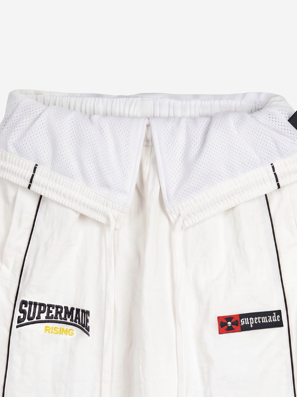 Color Block Embroidered Foldover-Waist Drawstring Track Pants