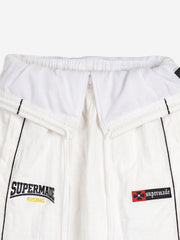 Color Block Embroidered Foldover-Waist Drawstring Track Pants