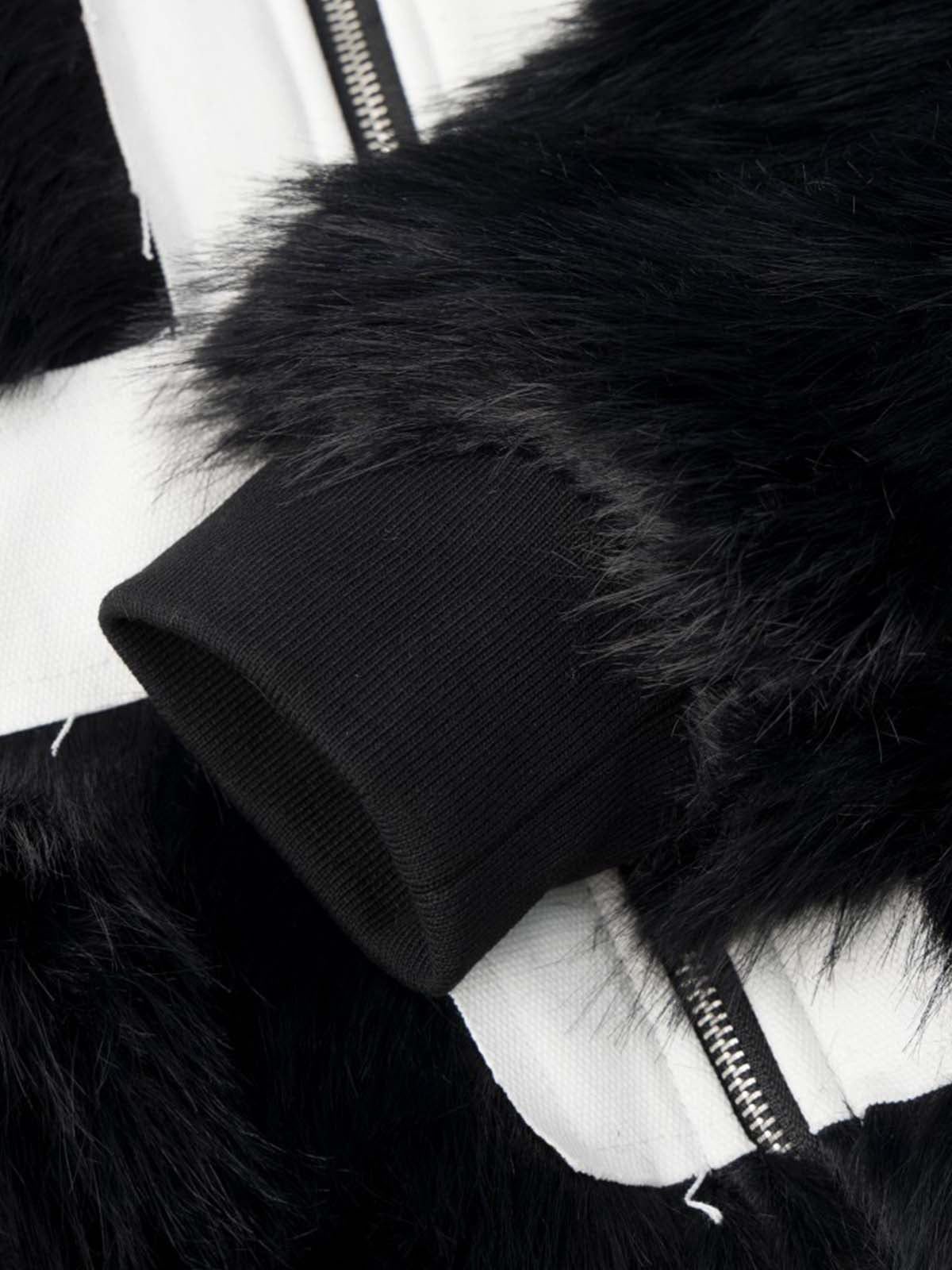 Cross Detail Faux-Fur Coat