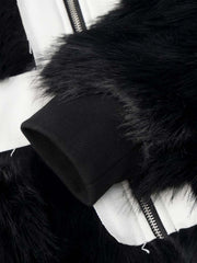 Cross Detail Faux-Fur Coat